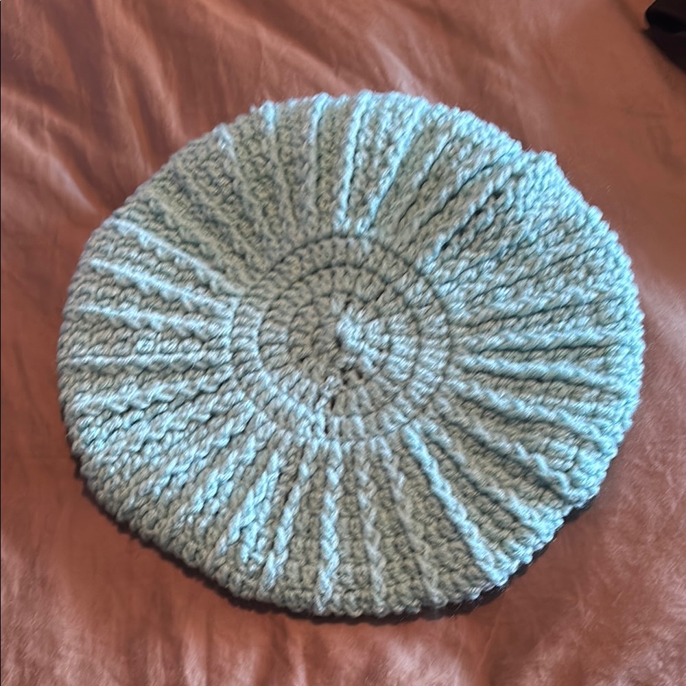 Cozy crocheted Beret in Light Blue